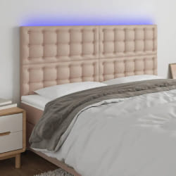vidaXL Tête de lit à LED Cappuccino 160x5x118/128 cm Similicuir