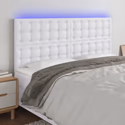 vidaXL Tête de lit à LED Blanc 180x5x118/128 cm Similicuir