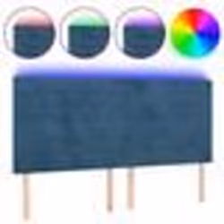 vidaXL Tête de lit à LED Bleu foncé 180x5x118/128 cm Velours