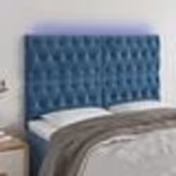 vidaXL Tête de lit à LED Bleu foncé 144x7x118/128 cm Velours