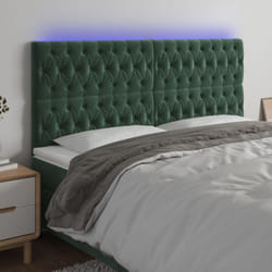 vidaXL Tête de lit à LED Vert foncé 200x7x118/128 cm Velours