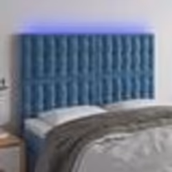 vidaXL Tête de lit à LED Bleu foncé 144x5x118/128 cm Velours