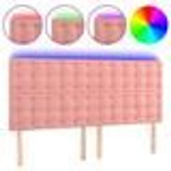 vidaXL Tête de lit à LED Rose 200x5x118/128 cm Velours