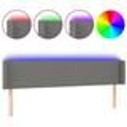 vidaXL Tête de lit à LED Gris foncé 163x16x78/88 cm Tissu