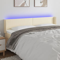 Tête De Lit À Led Crème 203x16x78/88 Cm Similicuir Vidaxl