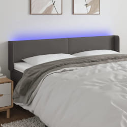 vidaXL Tête de lit à LED Gris 203x16x78/88 cm Similicuir