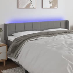 vidaXL Tête de lit à LED - Gris foncé 163x16x78/88 cm