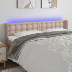 vidaXL Tête de lit à LED Cappuccino 163x16x78/88 cm Similicuir