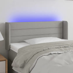 vidaXL Tête de lit à LED Gris clair 93x16x78/88 cm Tissu