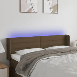 vidaXL Tête de lit à LED Marron foncé 147x16x78/88 cm Tissu