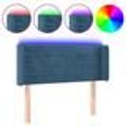 vidaXL Tête de lit à LED Bleu foncé 103x16x78/88 cm Velours