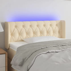 vidaXL Tête de lit à LED Crème 103x16x78/88 cm Tissu