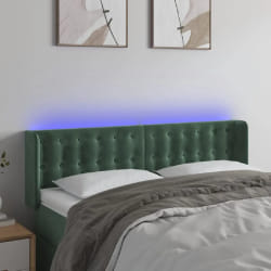 vidaXL Tête de lit à LED Vert foncé 147x16x78/88 cm Velours