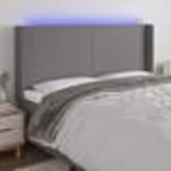 vidaXL Tête de lit à LED Gris foncé 183x16x118/128 cm Tissu