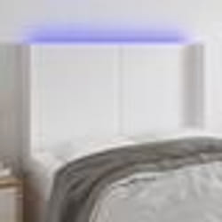 vidaXL Tête de lit à LED Blanc 147x16x118/128 cm Similicuir