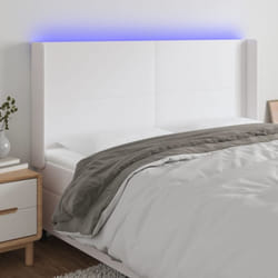 Tête de lit à led Blanc 163x16x118/128 cm Similicuir