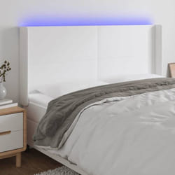 vidaXL Tête de Lit à LED Meuble de Chambre à Coucher Accessoire de Lit Double Tête de Cadre de Lit Intérieur Blanc 3123877