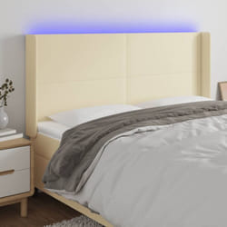 Tête De Lit À Led Crème 203x16x118/128 Cm Similicuir Vidaxl