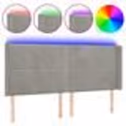 vidaXL Tête de lit à LED Gris clair 203x16x118/128 cm Velours