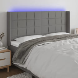 VIDAXL Tête de lit à LED - Gris foncé 163x16x118/128 cm