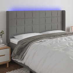 Tête de lit à led Gris foncé 183x16x118/128 cm Tissu