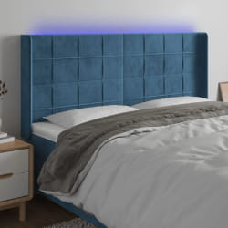 vidaXL Tête de lit à LED - Bleu Foncé, 203x16x118/128 cm