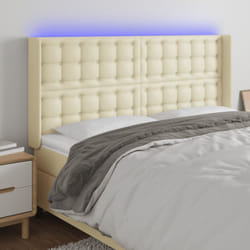 Tête De Lit À Led Crème 147x16x118/128 Cm Similicuir Vidaxl