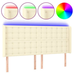 vidaXL Tête de lit à LED Crème 183x16x118/128 cm Similicuir