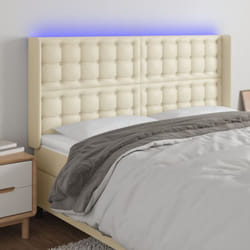 vidaXL Tête de lit à LED Crème 203x16x118/128 cm Similicuir