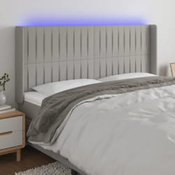 vidaXL Tête de lit à LED Gris clair 183x16x118/128 cm Tissu