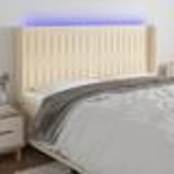 vidaXL Tête de lit à LED Crème 183x16x118/128 cm Tissu