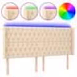 vidaXL Tête de lit à LED Crème 203x16x118/128 cm Tissu