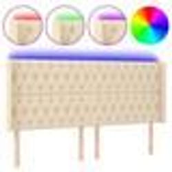 vidaXL Tête de lit à LED Crème 203x16x118/128 cm Tissu