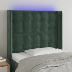 vidaXL Tête de lit LED 103x16x118/128 cm Velours Vert foncé
