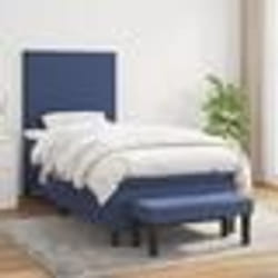 vidaXL Sommier à lattes de lit avec matelas Bleu 90x190 cm Tissu - 90 x 190 cm