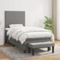 vidaXL Sommier à lattes de lit avec matelas Gris foncé 90x200 cm Tissu - 90 x 200 cm
