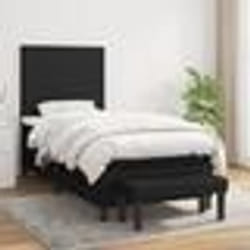 vidaXL Sommier à lattes de lit avec matelas Noir 90x200 cm Tissu - 90 x 200 cm
