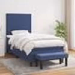 vidaXL Sommier à lattes de lit avec matelas Bleu 90x200 cm Tissu - 90 x 200 cm