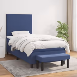 vidaXL Sommier à lattes de lit avec matelas Bleu 100x200 cm Tissu - 100 x 200 cm