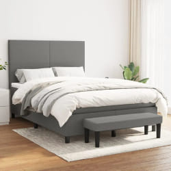 vidaXL Sommier Tissu Gris Foncé 140x200 cm