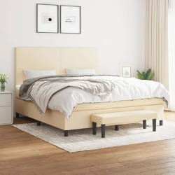 vidaXL Sommier à lattes de lit avec matelas Crème 160x200 cm Tissu - 160 x 200 cm