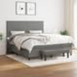 vidaXL Sommier à lattes de lit avec matelas Gris foncé 180x200cm Tissu - 180 x 200 cm