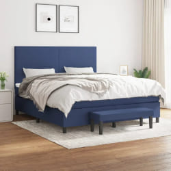 vidaXL Sommier à lattes de lit avec matelas Bleu 180x200 cm Tissu - 180 x 200 cm