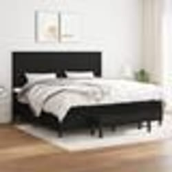 vidaXL Sommier à lattes de lit avec matelas Noir 200x200 cm Tissu - 200 x 200 cm