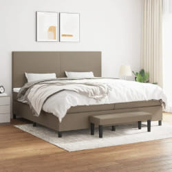 vidaXL Sommier à lattes de lit avec matelas Taupe 200x200 cm Tissu - 200 x 200 cm