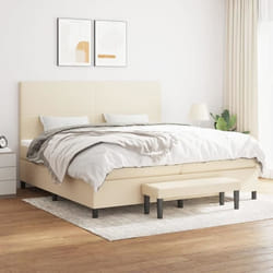 3136466 vidaXL Lit à sommier tapissier avec matelas Crème 200x200 cm Tissu