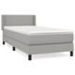 vidaXL Sommier à lattes de lit et matelas Gris clair 90x190 cm Tissu - 90 x 190 cm