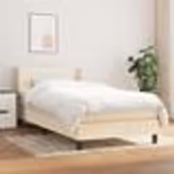 3129534 vidaXL Lit à sommier tapissier avec matelas Crème 100x200 cm Tissu