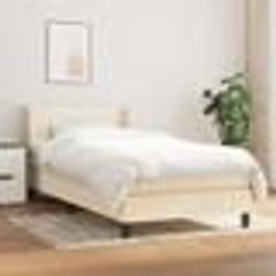 3129534 vidaXL Lit à sommier tapissier avec matelas Crème 100x200 cm Tissu