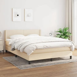 3129550 vidaXL Lit à sommier tapissier avec matelas Crème 140x190 cm Tissu